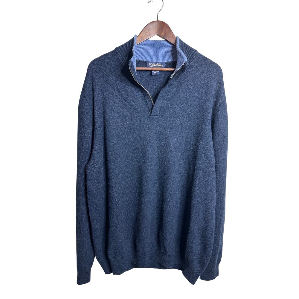 Brook Brothers 100% 4-Ply Italian Cashmere Sweater  XXL Quarter Zip Mock Neck